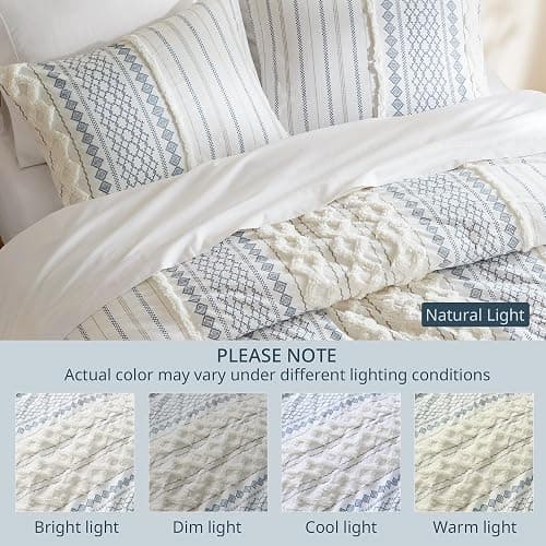 INK+IVY 100% Cotton Duvet Mid Century Modern Design, All Season Comforter Cover Bedding Set, Matching Shams, Full/Queen, Imani Chenille Navy thumbnail 6