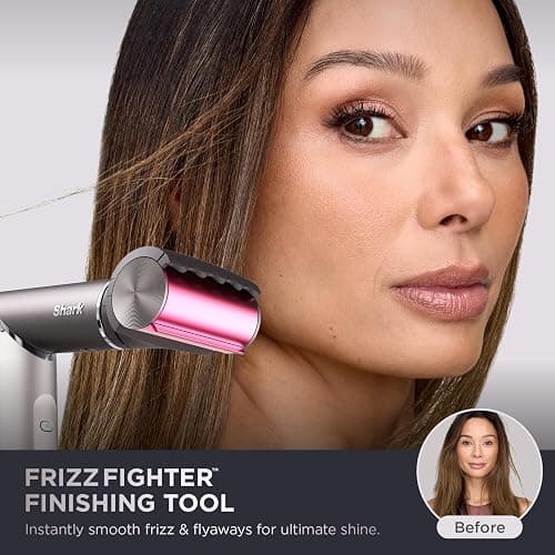 Shark FlexFusion Hair Straightener & Powerful Hair Dryer with Fusion Hair Brush, Ceramic Air Styler with Auto-Wrap Hair Curlers, Concentrator, & FrizzFighter, Ceramic Plates, Metallic Mist, HD651S thumbnail 5