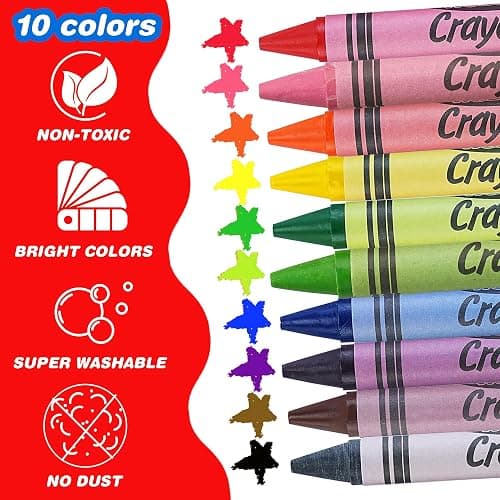 WOSWEL Super Washable Jumbo Crayons Bulk, 24 Pack Crayons with 10 Bright Colors, Non-Toxic Easy-Grip for Toddlers 1-3 & Kids Ages 4-8, Safe Art Supplies for Coloring Books & School Projects thumbnail 4