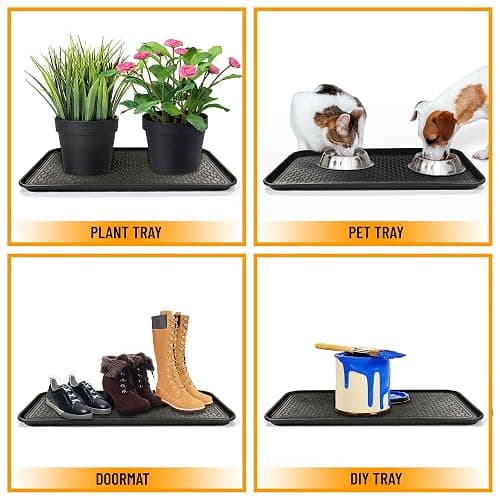 Ottomanson 15" x 30" Multi-Purpose Boot Tray – Waterproof Shoe & Pet Feeding Spill Tray, Litter Box & Pee Pad Holder, Painting & Planting Mat, 1.2" Raised Edge Floor Protection thumbnail 6