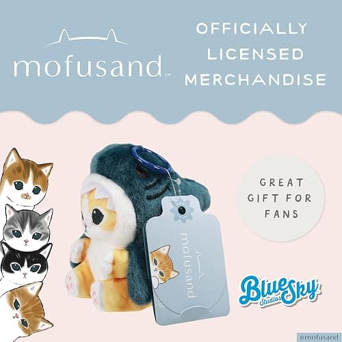 Blue Sky Studios Mofusand - Peluche a forma di gatto con squalo, morbido peluche Kawaii, da collezione, regalo con licenza ufficiale thumbnail 6