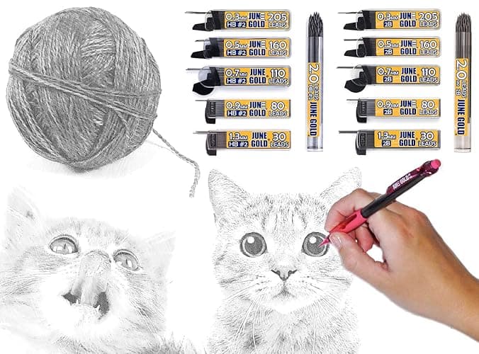 June Gold 640 Pieces, 0.5 mm HB #2 Lead Refills, 160 Pieces Per Dispenser, Fine Thickness, Break Resistant Lead/Graphite (Pack of 4 Dispensers) thumbnail 3