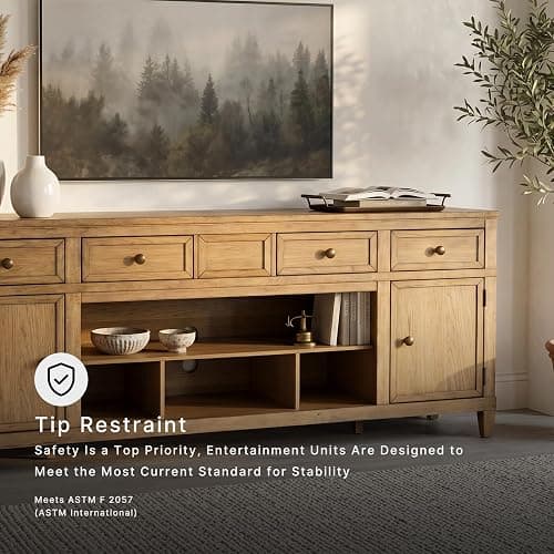 Signature Design by Ashley Sharlance 81" Wood TV Stand for TVs up to 93" | Fits TVs up to 93 in, Hardwood solids hickory wood veneer and MDF substrate, 4 drawers, 2 cabinets, Fireplace compatible thumbnail 11