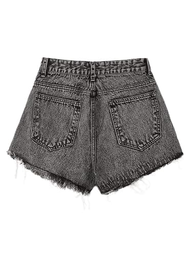WDIRARA Women's High Waisted Raw Hem Distressed Ripped Casual Denim Shorts thumbnail 2