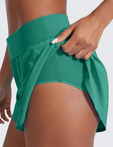 CRZ YOGA High Waisted Split Running Shorts 3" | Mesh Liner, Quick Dry, Lightweight, for Women thumbnail 4