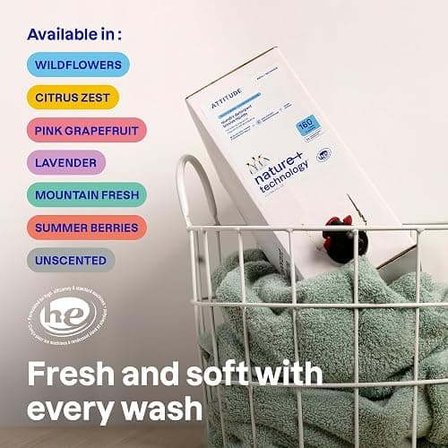 ATTITUDE Liquid Laundry Detergent Refill, EWG Verified, HE Compatible, Plant-Based & Vegan, Natural Laundry Soap, Lavender Scent, 160 Loads, 135.26 Fl Oz thumbnail 2