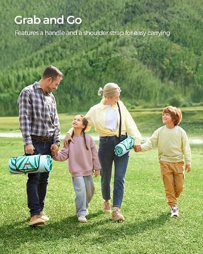SONGMICS Picnic Blanket, 200 x 200 cm, Large Waterproof Foldable Outdoor Blanket for Camping, Park, Garden, Beach, Machine Washable, Fern Pattern and Blue UGCM087Q01 thumbnail 8