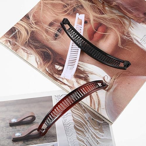 WILLBOND 6 Pcs Banana Clip Hair Clincher Combs Classic Banana Hair Clip Fish Shape Ponytail Clips for Women Girls Thick Curly Thin Fine Hair(Brown, White, Black) thumbnail 7