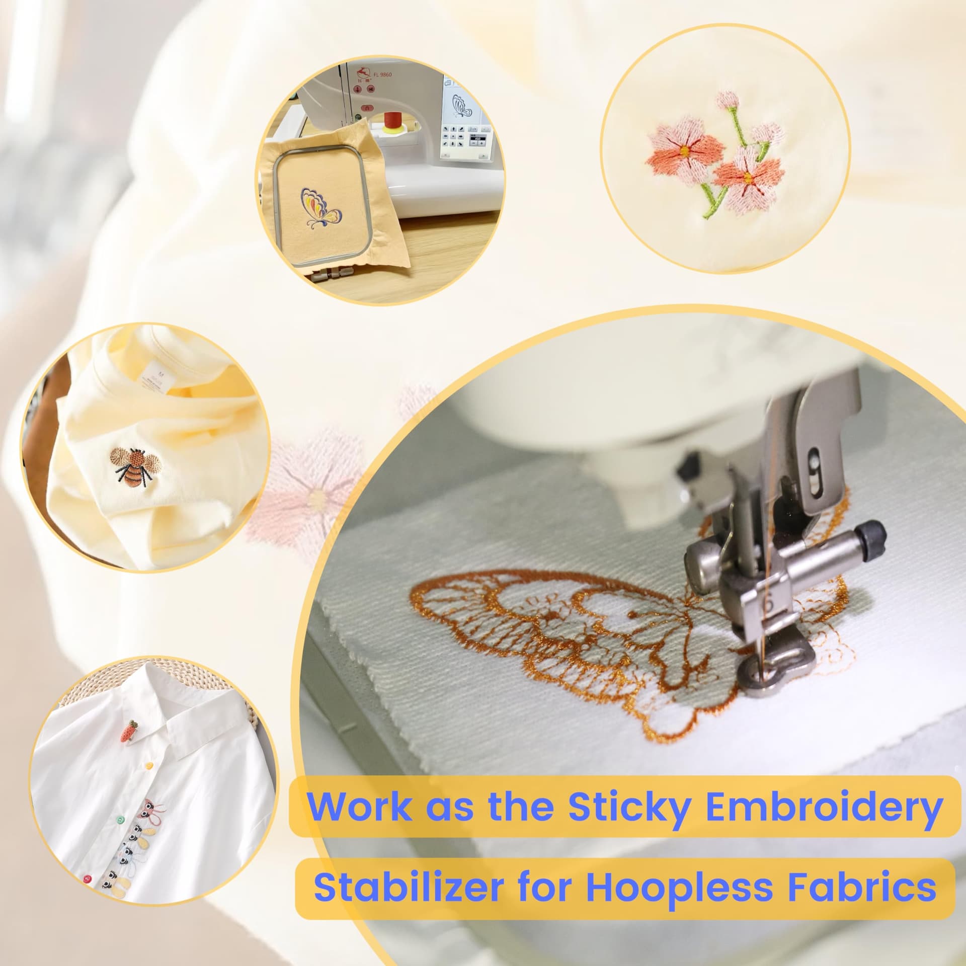 New brothread 24PCS A4 Sticky Water Soluble Embroidery Stabilizer Printable Paper Stabilizer - Medium Weight - Allowed for Print or Draw Patterns Best for Hand & Machine Embroidery - A4x24PCS thumbnail 6