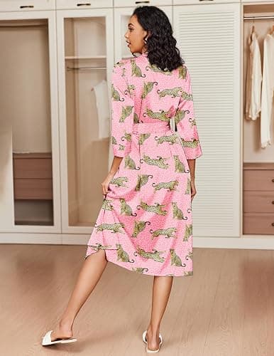 Ekouaer Silk Robes for Women Long Satin Bride Bridesmaid Wedding Party Robes Lightweight Sexy Sleepwear with Pockets thumbnail 3