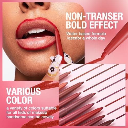 LANGMANNI 12 Colors Sculpting Matte Velvet Lip Liner Set,Smooth Creamy Texture,Waterproof And High Pigmented For Girls Daily Application Lip Makeup thumbnail 2
