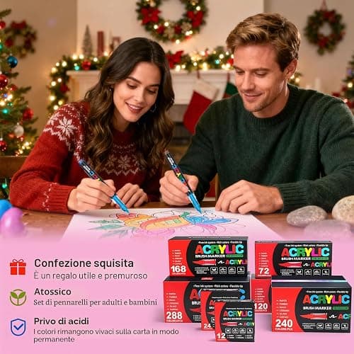 Bonala 72 Pennarelli Acrilici a Punta Pennello – Set di 72 Colori, Impermeabili e ad Asciugatura Rapida, per Sassi, Tessuti, Legno, Vetro, Ceramica, Metallo, Tela e Plastica thumbnail 9