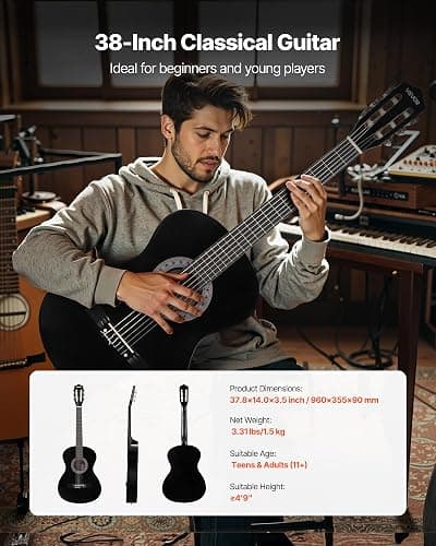 VEVOR Acoustic Guitar, Classical Guitar Starter Kit for Beginners, with Nylon Strings, Basswood Guitar, for Kids Adults Girls Boys Students thumbnail 6
