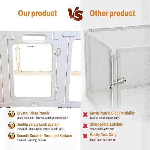 Transparent Indoor Dog Playpen with Safety Lock, Indoor Dog Fence for Small & Medium Pets | Secure, Stylish, Easy Clean Play Pen for Dogs & Pets with Scratch Resistant Panels (White, 10 Panel) thumbnail 7
