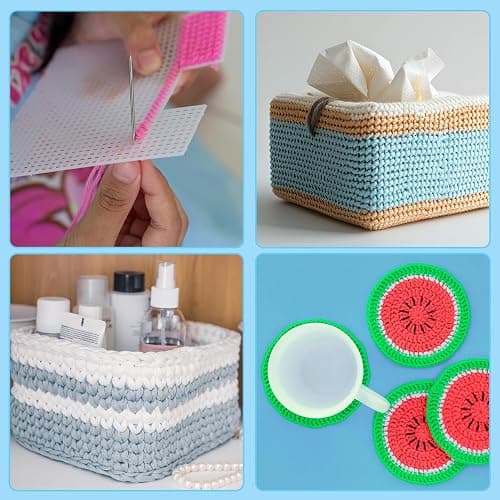 Caydo 4 Pieces 7 Count Plastic Canvas Sheets 10.5 x 13.5 Inch Plastic Mesh Sheet, Eye Mesh for Embroidery, Acrylic Yarn Crafting, Knit Crochet Projects and Make Dividers thumbnail 8
