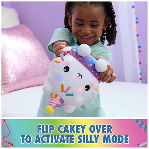 Gabby's Dollhouse Celebrations, Sprinkle Party Cakey Cat Plush, 10-Inch Interactive Stuffed Animal with Sounds, Kids Toys for Girls & Boys Ages 3+ thumbnail 5