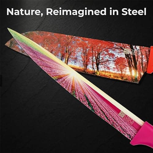 CHEF'S VISION Landscape Kitchen Knife Set – 6-Piece Stainless Steel Knives with Non-Stick Coating, Dishwasher Safe, Nature Design, Unique Gift for Nature Lovers thumbnail 6