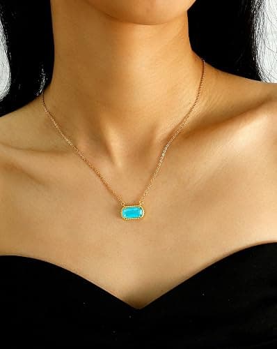 A Golden Cloud Birthstone Necklace for Women 14k Gold Plated Preppy Oval Stone Necklaces Trendy Zircon Pendant Necklaces Birthday Gifts for Women Mom Wife Friends thumbnail 2