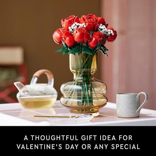 LEGO Botanicals Bouquet of Roses - Artificial Flowers Set for Adults - incl. 12 Faux Roses & 4 Sprigs of Baby's Breath for Home Decor - Christmas DIY - Gift Idea - 10328 thumbnail 8