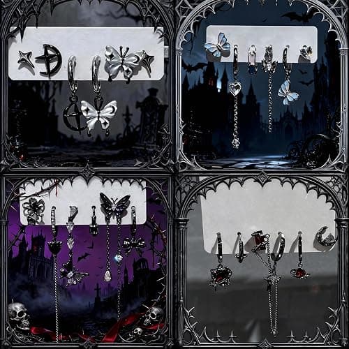 Mystery Jewelry Set,50-55 PCS Surprise Y2K Gothic Mystery Jewelry Box for Women,Gift Set(Gothic Witch Punk Necklace,Earrings, Rings,bracelets),Exclusive Fashion Gift for Her thumbnail 5