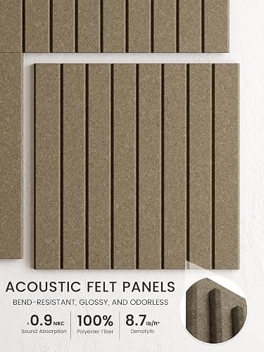 Bumusty Large Cork Board Alternative-48 x 36" Felt Bulletin Board Tiles, with 30 Pushpins, 70 Adhesive Tabs, 12-Pack Slat Wall Paneling, Cork Boards for Office Push Pin Board Felt Board-Earth Brown thumbnail 4