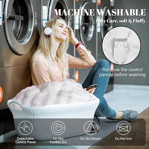 IUUI Electric Heated Blanket Throw 50''x60'',Luxury Faux Rabbit Fur Heating Throw Blankets,Fast Heating with 1/2/4/6/8/10 Hours,Overheat Protection, Quick Heating, Memory Function, Gift-Ready Design thumbnail 6