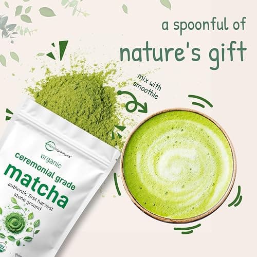 Organic Ceremonial Grade Matcha Powder, 100g | 100 Servings | Premium First Harvest Authentic Japanese Origin | 100% Pure Barista-Grade Sugar-Free Matcha Green Tea For Latte, Beverage & Baking thumbnail 6