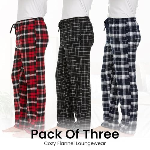 Pajama Pants for Men - 3 Pack Pajama Bottoms - Cotton Blend Flannel Plaid Lounge Pants, Comfortable PJ Pants thumbnail 5