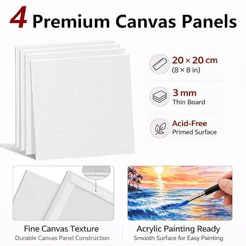 MISUMISO Acrylic Paint Kit for Beginners, 24 Colors Complete Painting Set with 4 Canvas Panels, 10 Brushes, Wooden Easel, Palette & Art Supplies, All-in-One Paint Set for Adults & Teens thumbnail 5