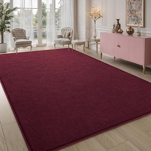Pettop 4x6 ft Burgundy Red Area Rugs for Bedroom Living Room, Washable Memory Foam Indoor Carpet, Modern Aesthetic Minimalist Non Slip Soft Comfy Carpet for Boys Girls Dorm Home Decor thumbnail 7