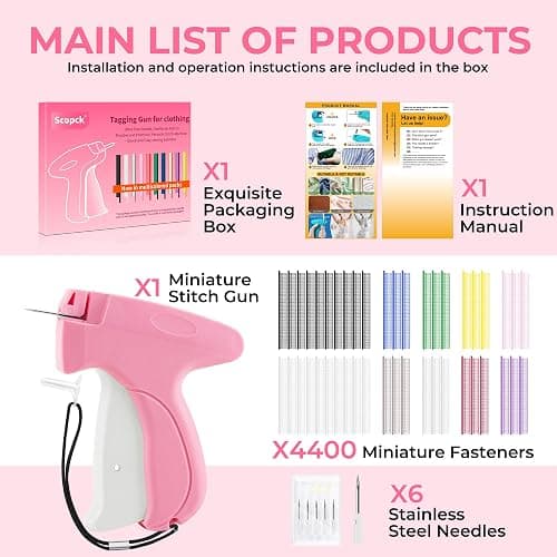 Stitch Gun for Clothes - Handheld Stitch Gun Quick Clothing Fixer - Tagging Gun - Includes 6 Needle, 1000 Black Fasteners & 1002 White Fasteners thumbnail 6