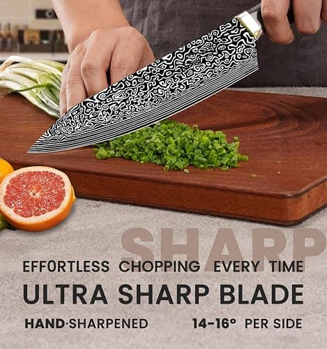 Knife Set, 15 Pieces Kitchen Knife Set with Built in Sharpener, High Carbon German Stainless Steel Knife Block Set, Dishwasher Safe, Mothers Day Gifts thumbnail 8