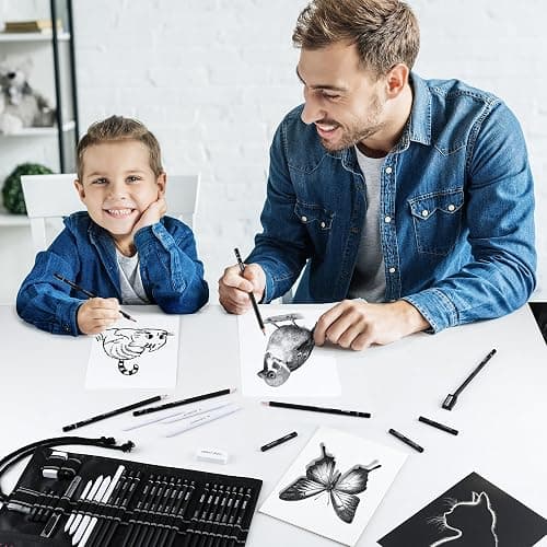 HIFORNY 36 PCS Sketching Drawing Pencil Set,Sketch Pencils Art Supplies with Graphite,Charcoal,Blending Tools,Accessories,Drawing Kit for Adults Artists in Canvas Roll Up Case thumbnail 2