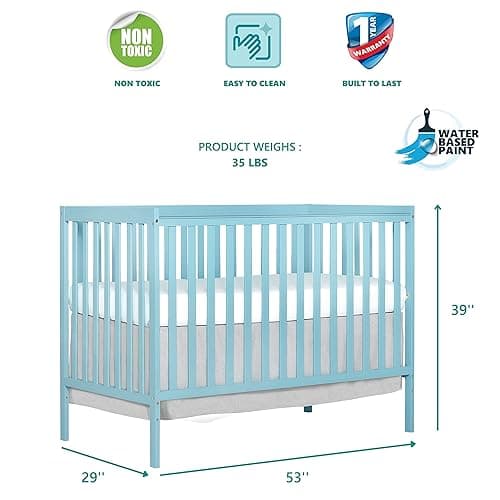 Dream On Me Synergy 5-In-1 Convertible Crib In Aqua Sky, Greenguard Gold Certified thumbnail 4