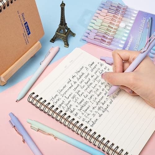 Drawdart Smooth Writing Pens, 12 Pcs No Bleed & Smear, Black Ink Fine Point (0.5mm), Retractable Aesthetic Journaling Pens for Women & Men thumbnail 2