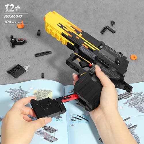 Fluorspar blaster Building Block Gun for Adults, 1: 1 Pistol Building Set for Boys Age 14+ Model Gun That Shoot Rubber Band DIY Assembling, Collectible Gift for Toy Lovers, 700Pcs thumbnail 2