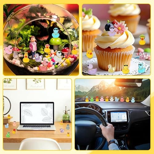 120 Pcs Mini Resin Ducks, Tiny Animals Figures to Hide Small Little Plastic Miniature Ducks Bulk for Dollhouse Decor Home Office Potted Fish Tank Aquarium Landscape Micro Fairy Garden Accessories thumbnail 4