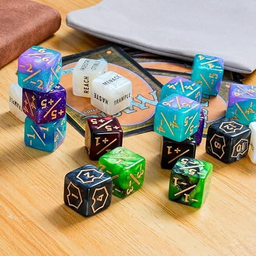 60 PCS MTG Dice Counters Keyword Counters Life Counter 1/+1 counters Commander Buff Tokens 6 Sided Dice Set for MTG, TCG, Card Games Accessories thumbnail 6