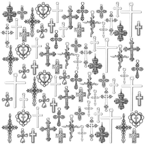 Hicarer 80 Pieces Antique Silver Pendants Charms Pendants Halloween Jewelry Making Accessory for DIY Necklace Bracelet - Image 1