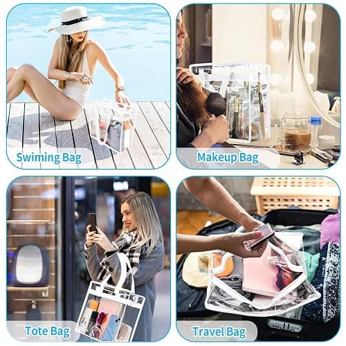 Hoiny Clear Bag for Stadium Events Approved, 12x6x12 Large Transparent Tote Bag with Zipper for Gym Concert Sports Festivals thumbnail 5