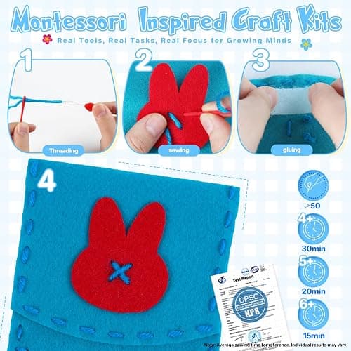 IROLEHOME Sew Your Own Purses 6 Pcs Sewing Kit for Kids Sewing Bag for Beginners, Birthday Gifts for Girls Boys thumbnail 4
