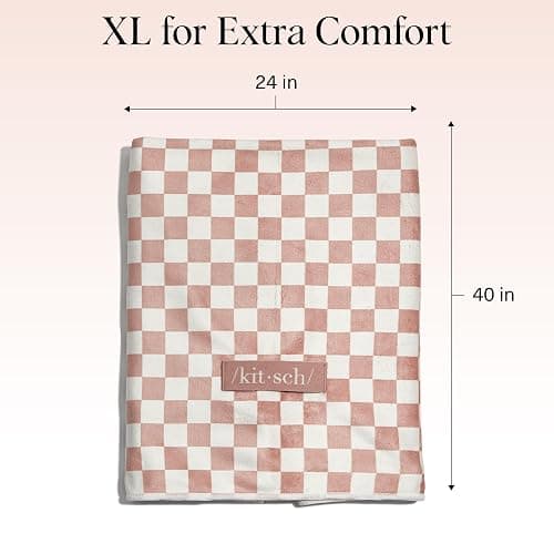 Kitsch XL Microfiber Hair Towel Wrap for Women – Ultra Absorbent Microfiber Towel for Wet, Curly, Long or Short Hair – Quick Dry, Anti-Frizz Hair Wrap – Terracotta Checkered, 40x24 inches thumbnail 5