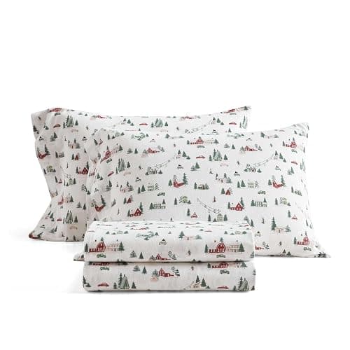 Martha Stewart - Flannel Sheets Full Size, Anti-Pilling & Wrinkle Resistant Cotton, Touchably Soft for All-Season Comfort - Bed Sheets with Matching Pillowcases & Fitted Sheet (Ski Village Green) thumbnail 2