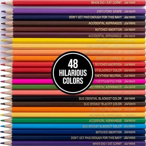 MilkToast Brands 48 Funny & Offensive Colored Pencils for Adults – Pre-Sharpened Gag Gift Set for Adult Coloring Books, Cussing, Pranks, and Creative Stress Relief thumbnail 6