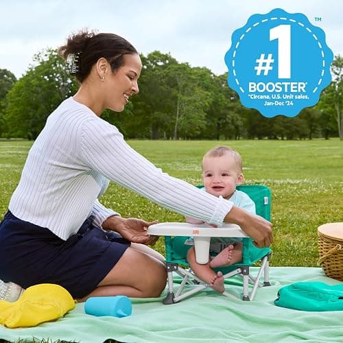 Bright Starts Pop 'N Sit Portable Booster, Indoor/Outdoor Use, Floor Seat with Feeding Tray, Teal, 6 Mos - 3 Yrs thumbnail 4