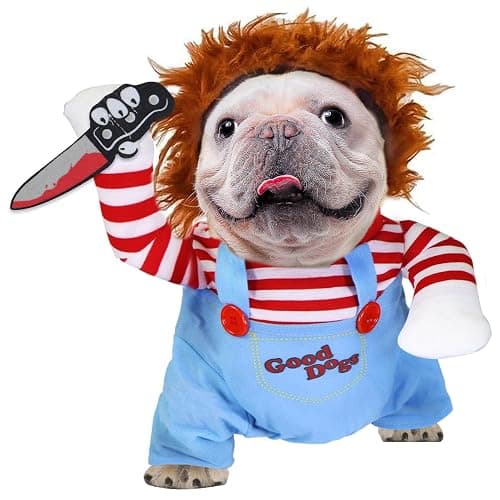 GOYOSWA Dog Halloween Costumes, Pet Deadly Doll Dog Costume Funny Dog Costumes Dog Halloween Costume Clothes for Small Medium Large Extra Large Dogs Pets (Small) - Image 1