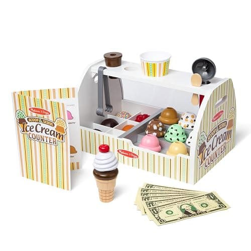 Melissa & Doug Wooden Scoop & Serve Ice Cream Counter, Pretend Play Store, 28 Toy Food & Play Kitchen Accessories, Preschool Toys for Girls & Boys 3+ thumbnail 4