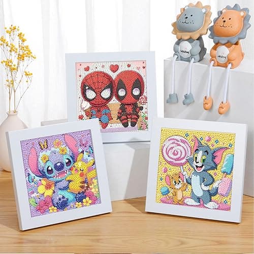 4 Packs Cartoon Diamond Art Kits for Kids,5D DIY Diamond Art Painting Kits for Kids Ages 4-8-12,Mosaic Kits Full Round Drills for Gifts and Home Wall Decor 6X6 Inch thumbnail 3