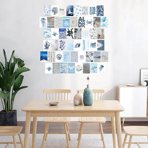 Beach Coastal Surf Wall Art - 4x6 Inches Set of 50 UNFRAMED Collage Posters & Prints - Blue Retro Beach Wall Decor - Summer Cowgirl Nautical Beachy Room Decor - Ocean Surfboard Granddaughter Room Wall Decor thumbnail 5