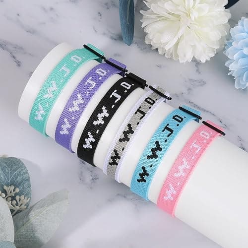 Meajjew 6PCS WWJD Christian Bracelet for Women Men, Christian Jesus Gifts Adjustable Wristbands Pack, WWJD Bracelets Bulk - What Would Jesus Do Bracelet thumbnail 2
